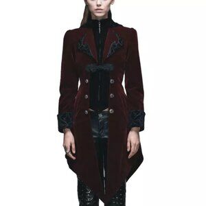 NWOT Devil Fashion Coat Goth Steampunk Style Velour Plush Cosplay Vampire